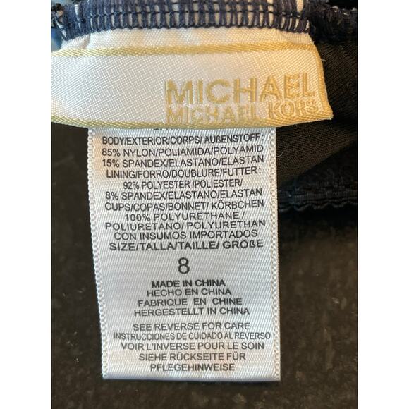 Michael Kors navy and white metal logo high neck maillot 8 - Picture 4 of 10